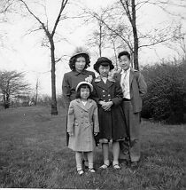 Fuji Enari, me, Cynthia and Carolyn. Montrose park, Chicago, Ill. Date unknown.
